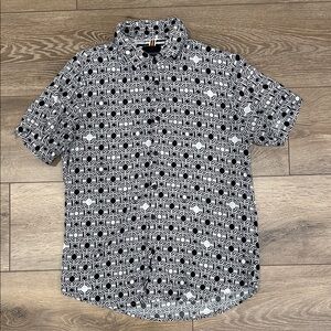 Denim & Flower Black and White Geometric Men's Shirt